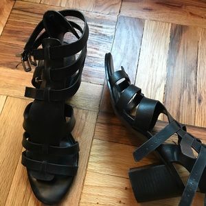 BCBG Black strappy sandal with chunky heel